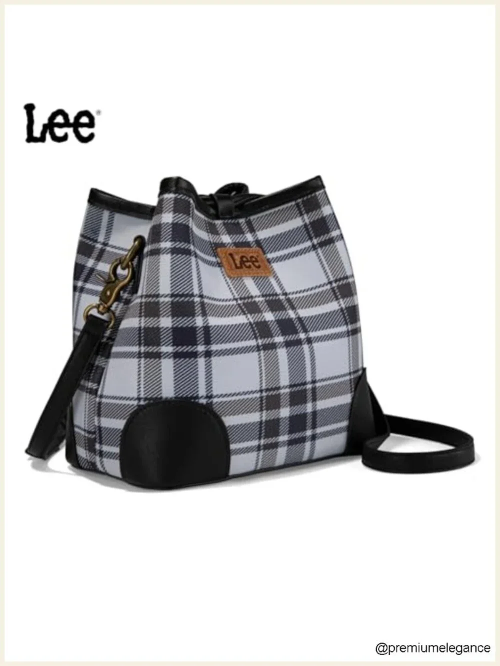 Canvas Drawstring Hobo Bag with Crossbody Strap